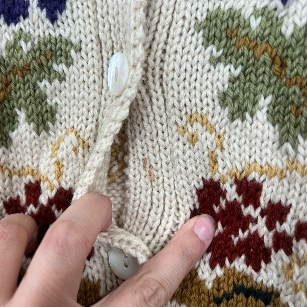Vintage Abercrombie & Fitch Handkitted Printed Wool Button Front Cardigan - Picture 4 of 8